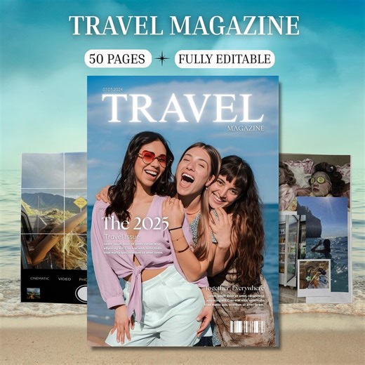 Travel Magazine Template Canva, Editable Journal Layout, Digital Trip Guide, Blogger Portfolio Design - Etsy
