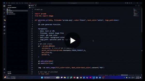 QR Code Generator Using Python 🐍 Source Code : https://lnkd.in/g2_RwNTV | RM Sifat (RMS)