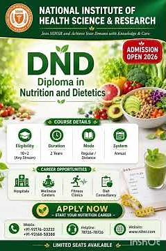 DND Course Details 2026 | Diploma in Nutrition and Dietetics After 12th