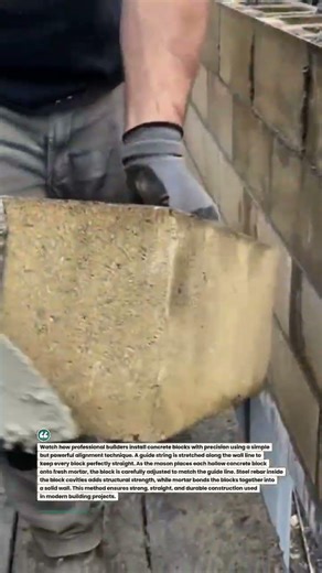Perfect Concrete Block Alignment Trick Builders Love #construction #masonry #building
