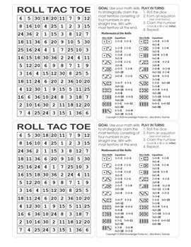 Roll Tac Toe - Multiplayer Dry Erase Strategic Math Game