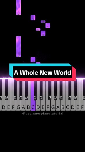 Aladdin - A Whole New World Beginner Piano Tutorial