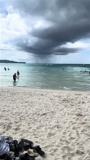 White sand and tranquil sea. Beautiful White Beach, Boracay Island.