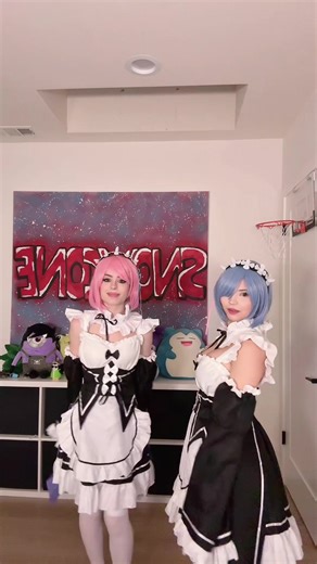 Ram and Rem cosplay showdown: elegant long dress looks