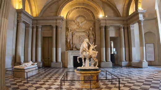 Walking inside the famous Louvre Museum Paris