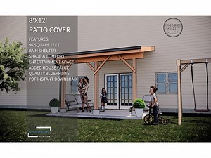 Patio Cover Plans 8x12 for DIY Construction and Permit - Etsy