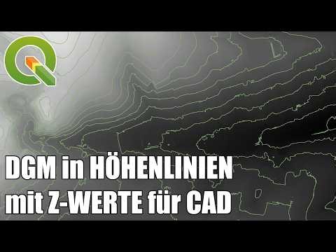 MIT QGIS aus einem DGM Höhenlinien erzeugen und mit Z-Werten in DXF für CAD ausgeben