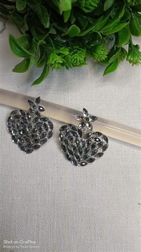 Latest Party Wear Heart Shape Crystal Earring✨ | #diy #earrings #ytshorts #shorts #trending #craft