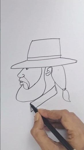 How to draw cartoon characters - Man with beard and hat #cartoondrawing #drawingtutorial