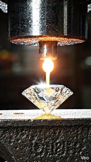 "Watching a real Diamond explode under pressure... strangely satisfying! ✨🤯"​#HydraulicPress#viral