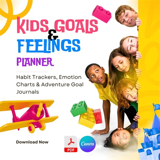 Kids Goal & Feeling Planner | Emotion Charts, Habit Trackers (canva   PDF) - Etsy