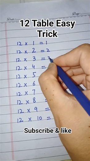 12 Table Easy Trick #12 table #viralshort #viral #mathstricks #mathlearning