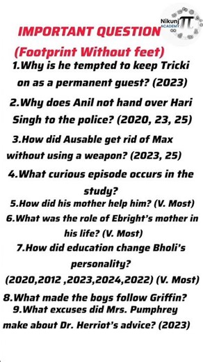 Footprints Without Feet Class 10 | 1000% Most Important Questions | Board Exam 2026 तैयारी