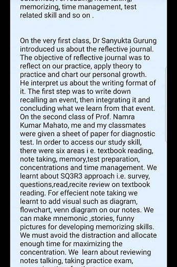 Reflective journal sample |Learning Skill | Gurans Phuyal |