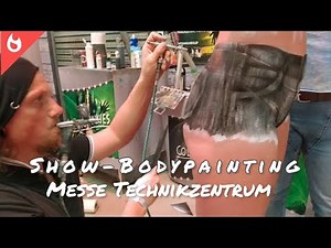 LIVE Show-Bodypainting für MESSEN & EVENTS 🎨 Airbrush Performance im Kraftverkehr Chemnitz