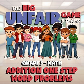 Addition One Step Word Problems BIG UNFAIR Math Game - No Prep Grade 3 Review
