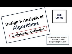 2. Definition of an algorithm || cse gurus