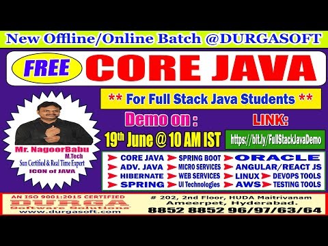 FREE CORE JAVA Offline/Online Training @ DURGASOFT