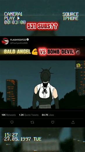 BALD ANGEL 💪VS BOMB DEVIL💣#shortsfeed#anime#amv#opm#saitama#chainsawman#reze#denji#makima#garou#yt.