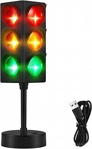 Yexiya Traffic Light Lamp Color Change 11 Inch Mini Stop Light Lamp Room Decor USB Cool Decorative Desk Lamp for Boys Girls Kids Room Party Decorations(1 Pcs)