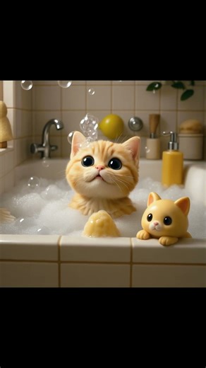 Adorable Cat Bath Time – Soap, Bubbles & Fun!