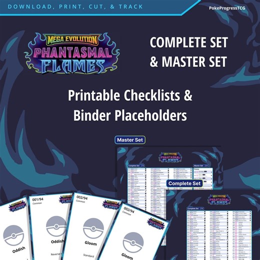 Mega Evolution | Phantasmal Flames Master Set & Complete Set Checklists   Binder Placeholders | Phantasmal Flames Printable Checklist - Etsy Australia