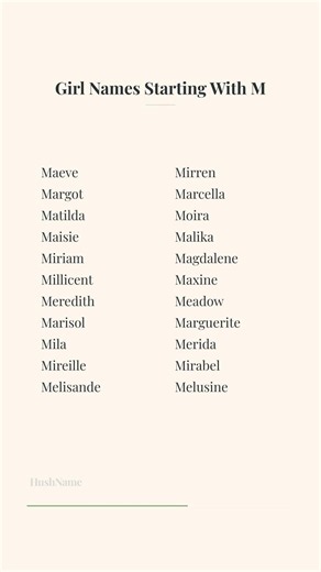 Girl Names Starting With M