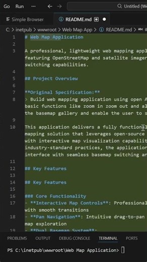 Building a Web Map Application by chatting with an AI agent