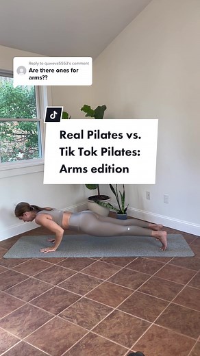 Replying to @quweva5553 if possible, use weights and bands when doing Pilates arms. Weight bearing exercises are a good no equipment option, but these weightless flailing exercises aren’t building any strength! #pilatesarms #pilatesinstructor #pilatesworkout