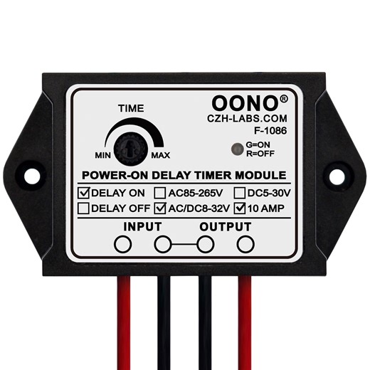 Power-ON Delay ON Timer Relay Module, AC/DC 8-32V 10Amp, Adjust Time 1-100S, F-1086C/100S