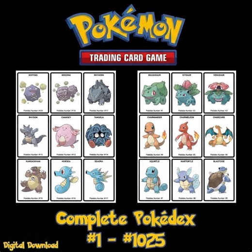 Pokémon Complete National Pokédex | 1-1025 Printable Pokémon Cards PDF | Printable Binder Pages & Placeholders | Digital Download - Etsy