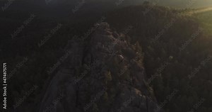 Rock climbing on steep slope in mountains. View from drone. One people climb to top of cliff. Extreme sports. High quality 4k footage Stock Video