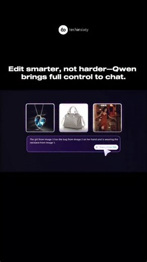 Techinsixty | AI | Hacks | Web on Instagram: "Qwen’s new Qwen-Image-Edit model transforms chat into a full image editing studio. Just upload an image, describe the changes you need, and get accurate edits that preserve both style and detail. From portraits to product shots to multilingual posters, Qwen handles it all—maintaining consistency while giving you total creative control. Key Features: Built with Qwen2.5-VL + VAE for sharp, consistent editing Handles portraits, products, and text overla