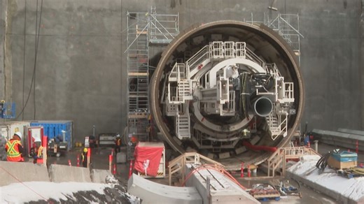 Montreal metro blue line construction site welcomes tunneling machine