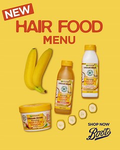 Go bananas for the UK’s #1 Hair Mask 🍌! Try it with our NEW Hair Food Shampoo & Conditioner like Emily Canham Nielsen, Total Coverage, Intensives Market, £Sales, MAT 16.05.20 | Garnier