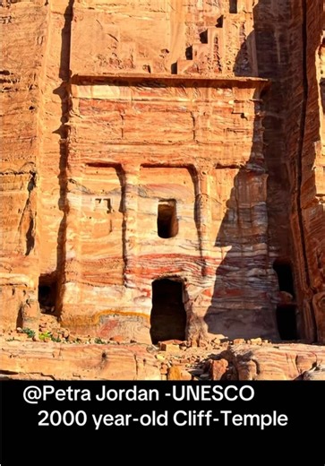 #petra #unesco #jordan #travelphotography This is one of the many 2000 year-old temples and community buildings carved into the cliffs in a hidden canyon in Jordan. This is a United Nations world Heritage protected area. This photo is unedited.