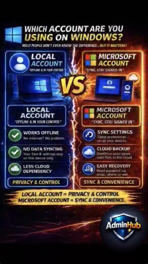 Local Account vs Microsoft Account 🤔