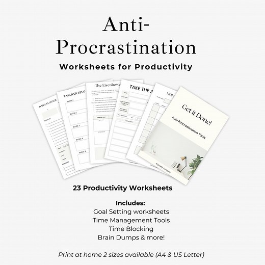 Productivity Worksheet Bundle | PDF Planning & Anti-procrastination Worksheets | Goal Setting and Productivity Tools - Etsy