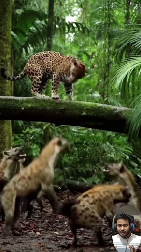 Jaguar vs Hyena Pack Intense Wild Confrontation in the Jungle. #animals #jaguar #hyena