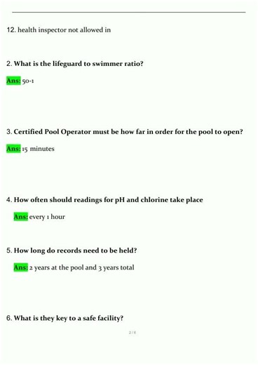 Certified Pool Operator Exam 2024 2025 Expected Questions and Answers Verified Answers1218