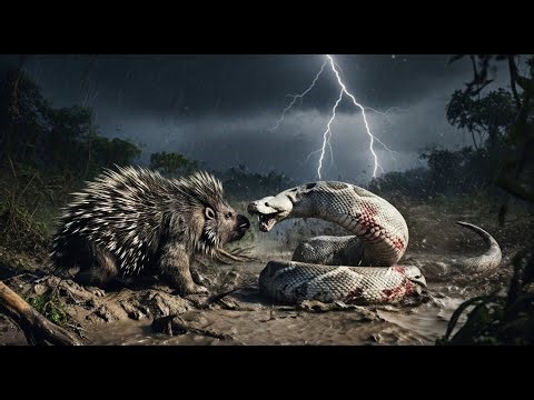 Epic Jungle Showdown: Porcupine vs White Python & Fox Family!