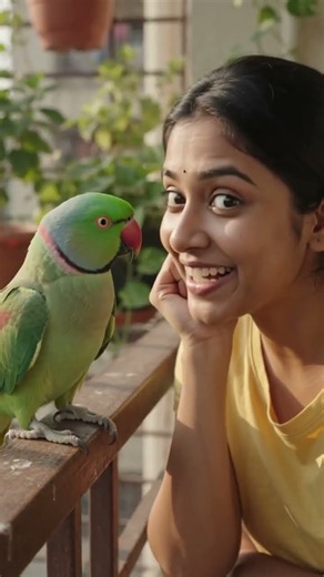 Cute Talking Parrot & Girl 🦜❤️ Adorable Friendship Moments | Funny Pet Bird Video | Ringneck Parrot