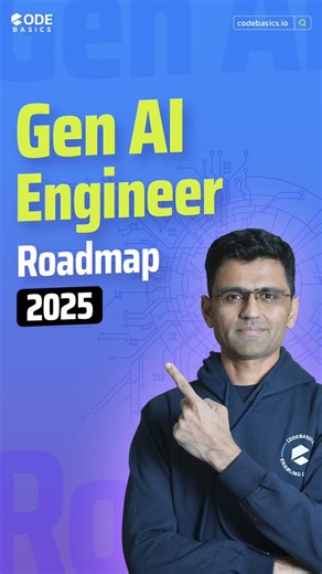 Codebasics Official on Instagram: "👉 Comment “Gen AI” and we’ll send you the link to the full video! Generative AI Engineer career role is in much demand due to ongoing AI boom. 🚀 In the YouTube video, we will discuss a practical roadmap to learn Gen AI with week-by-week study plan using free learning resources. ✅️"