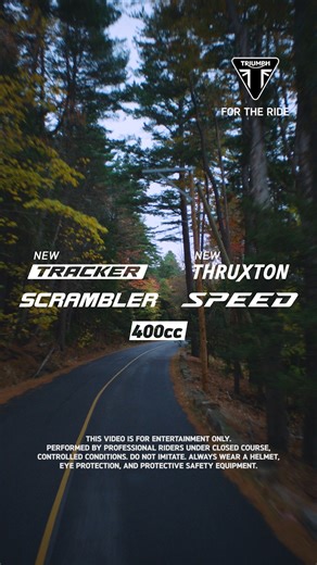 Introducing the NEW Tracker 400 and Thruxton 400. The latest additions to our 400cc Modern Classics range, both models are powered by the most powerful iteration of the TR-Series engine, delivering a ride that’s both thrilling and responsive. Accept Nothing Less. Discover the Tracker 400 and Thruxton 400: https://bit.ly/4oW6nCS | Triumph Motorcycles