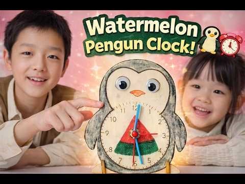 Kids Made a Watermelon Penguin Clock! 🍉🐧 | Cute DIY Learning Time