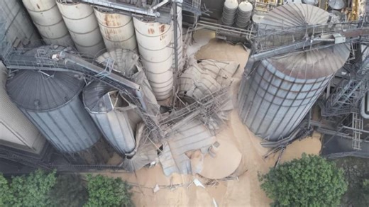 Aerial footage of the south coast silo collapse