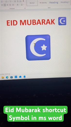 Eid Mubarak | Ms word shortcut symbol key #shorts #youtubeshort #ytstudio #computer #eidmubarak