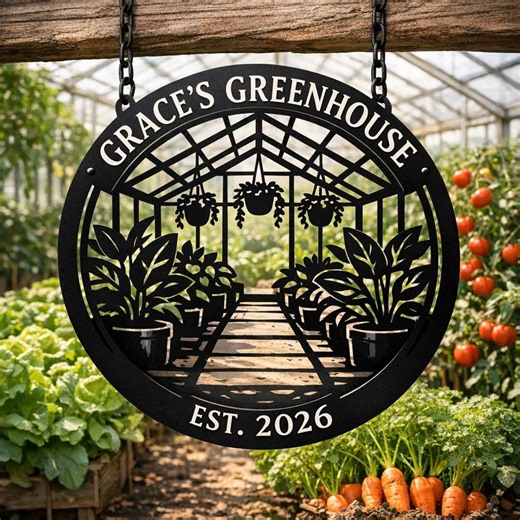 Custom Metal Greenhouse Sign, Personalized Hanging Garden Sign With Name and Year, Outdoor Farm Greenhouse Decor, Gift for Gardeners - Etsy