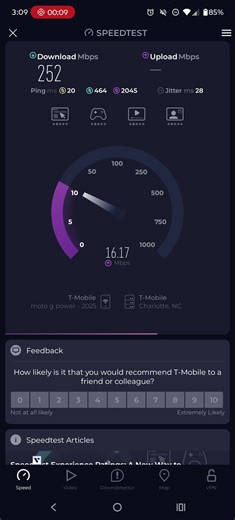 T-Mobile home Internet speed test
