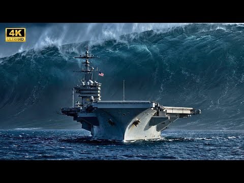 USS Nimitz Caught in Giant Tsunami | Ultra Realistic Ocean Disaster (AI VFX)